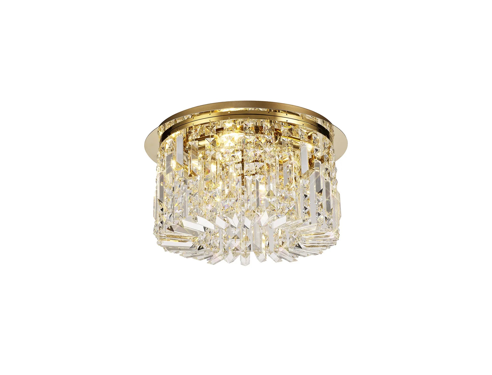Ashby Small/Medium/Large Led Flush Ceiling Lights, 5 Light E14, Gold & Crystal/Polished Chrome & Crystal IP20