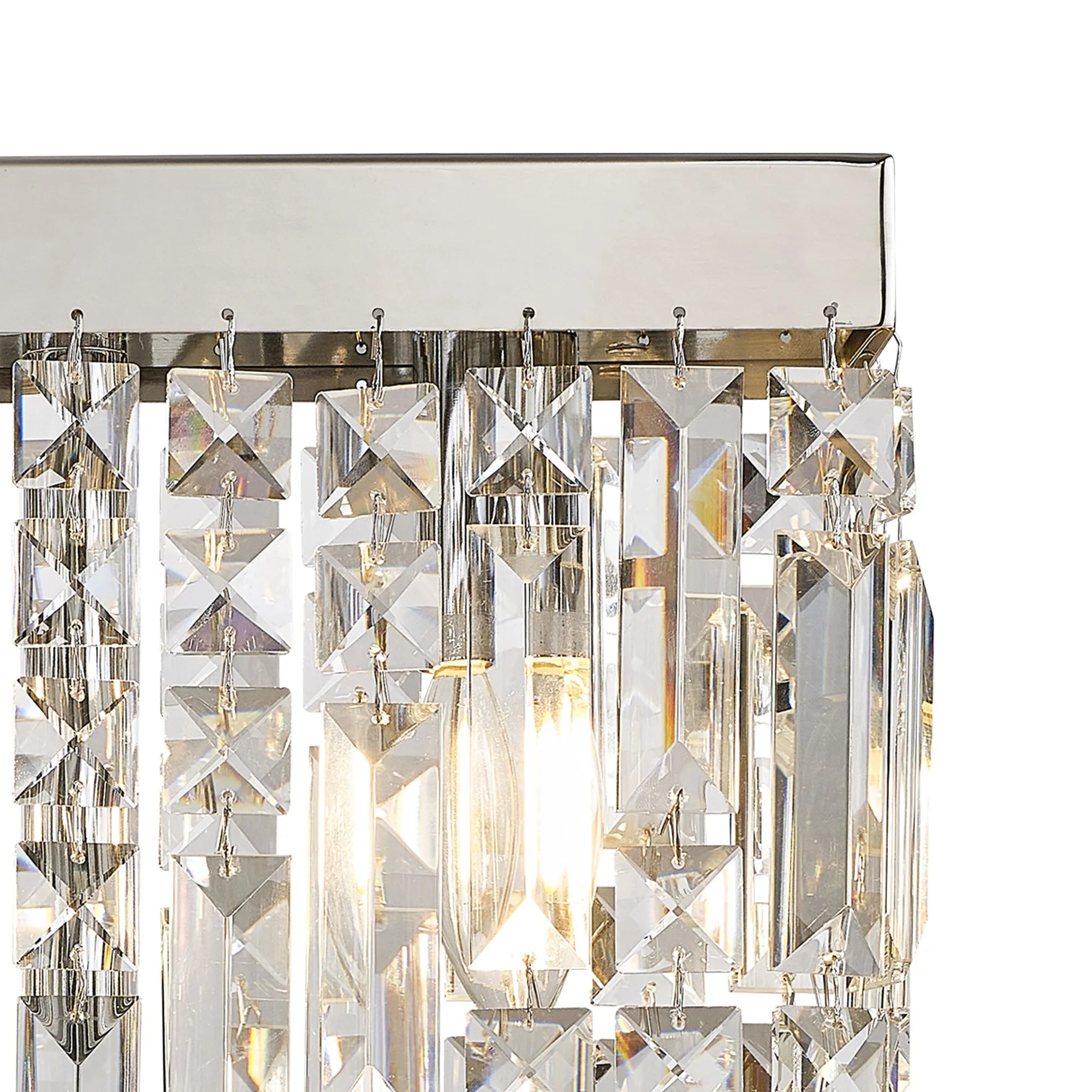 Ashby Rectangular Crystal Table Lamp E14, With Clear Crystal Strands- Polished Chrome/ Gold Finishes