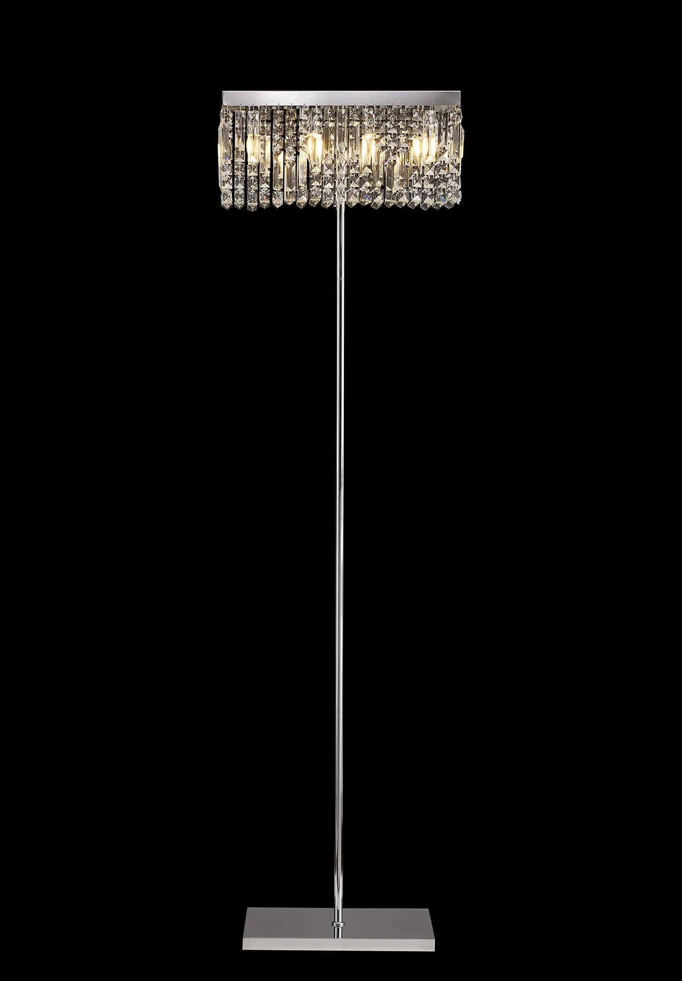 Ashby Rectangular Floor Lamp, E14, Polished Chrome / Gold Crystal Finishes