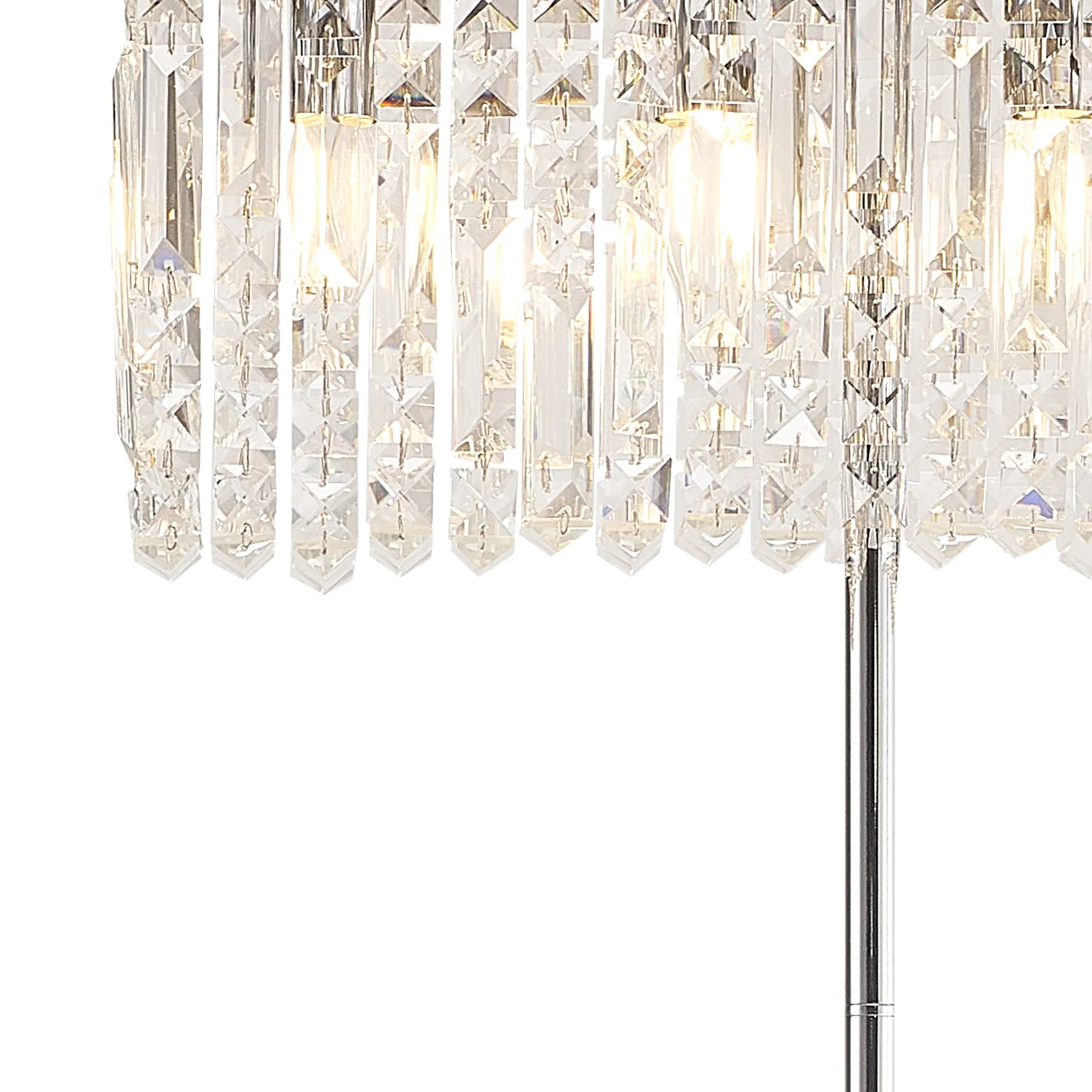 Ashby Rectangular Floor Lamp, E14, Polished Chrome / Gold Crystal Finishes
