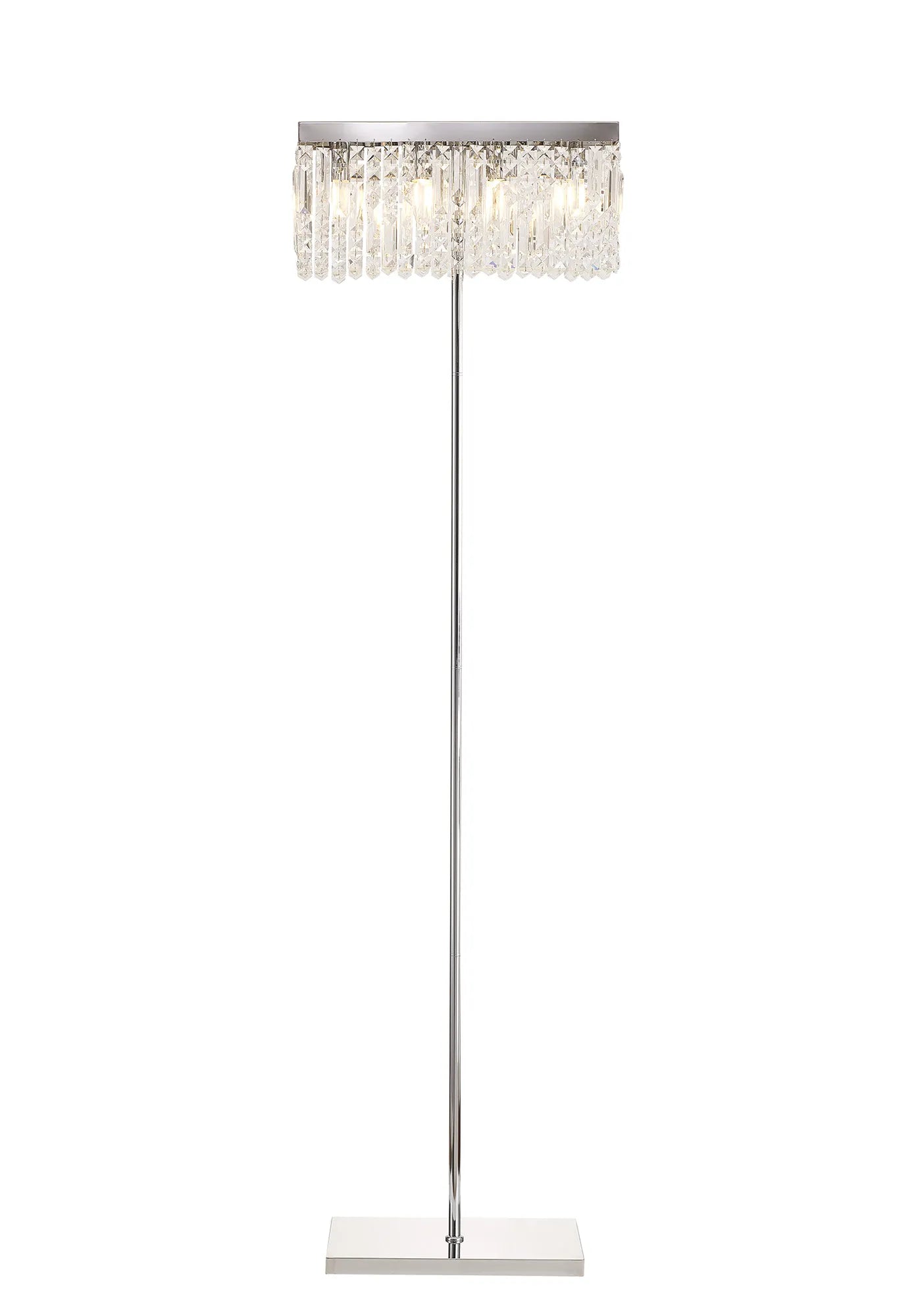 Ashby Rectangular Floor Lamp, E14, Polished Chrome / Gold Crystal Finishes