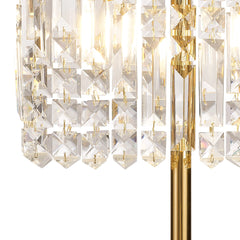Ashby Rectangular Crystal Table Lamp E14, With Clear Crystal Strands- Polished Chrome/ Gold Finishes