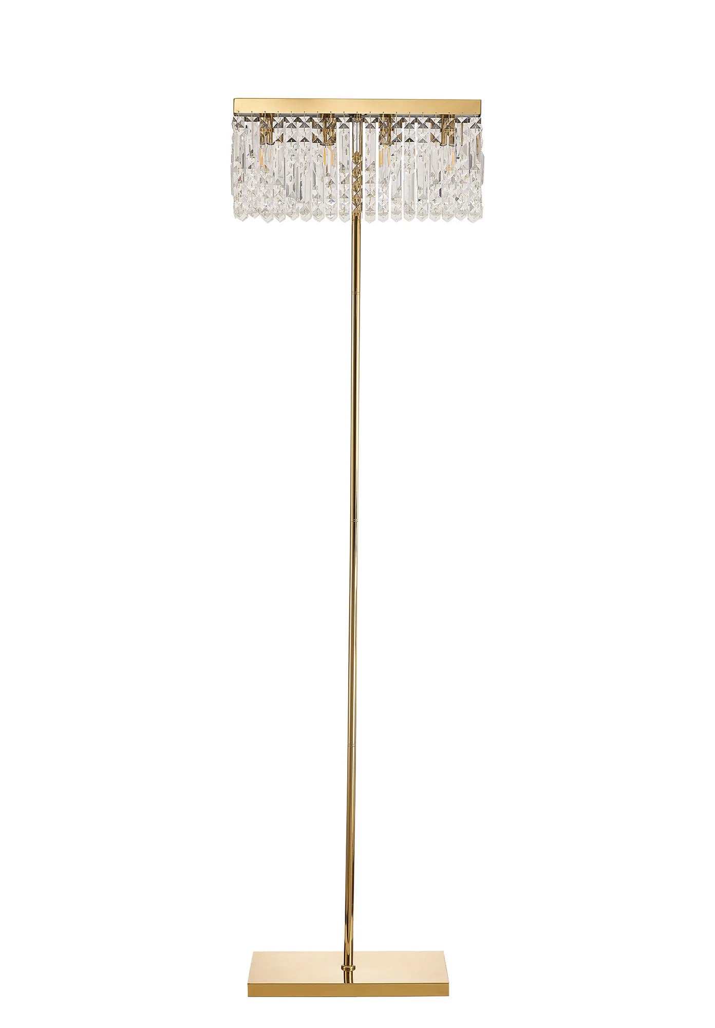 Ashby Rectangular Floor Lamp, E14, Polished Chrome / Gold Crystal Finishes