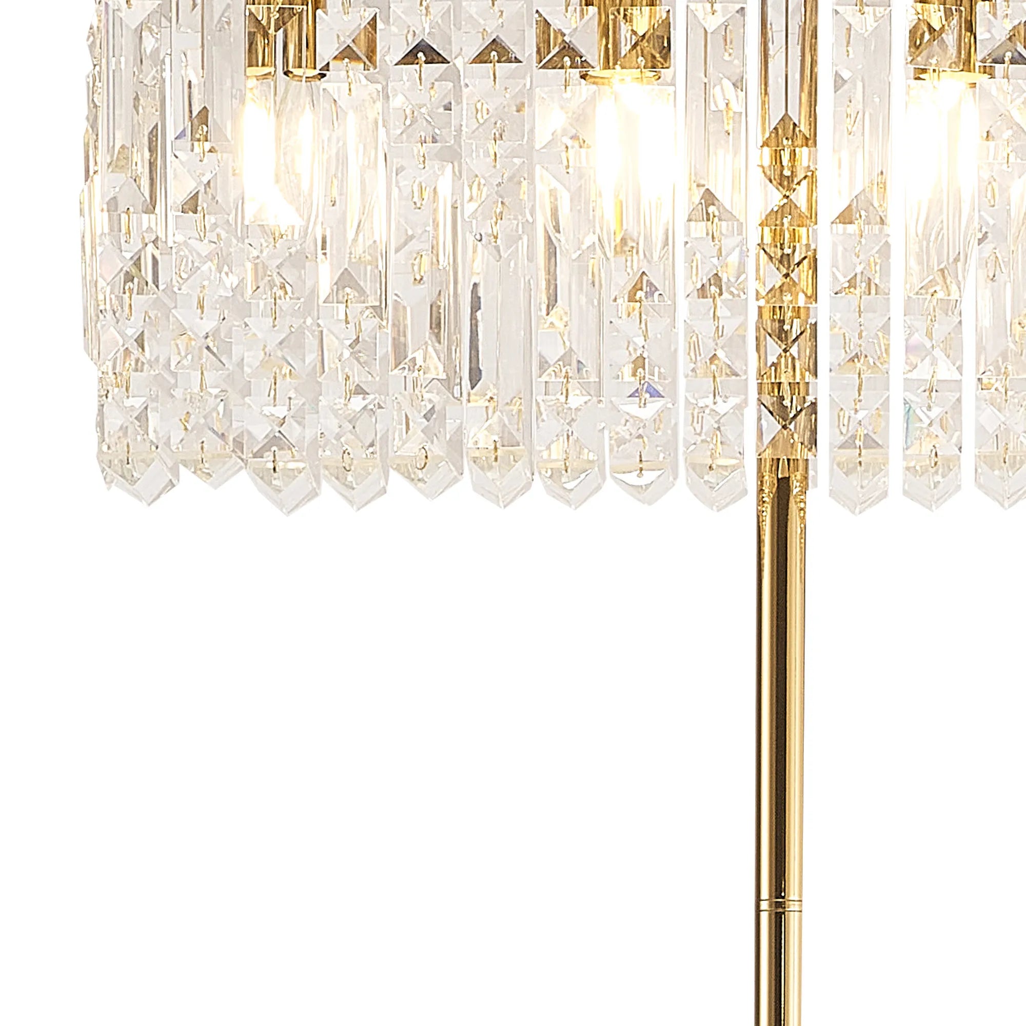 Ashby Rectangular Floor Lamp, E14, Polished Chrome / Gold Crystal Finishes