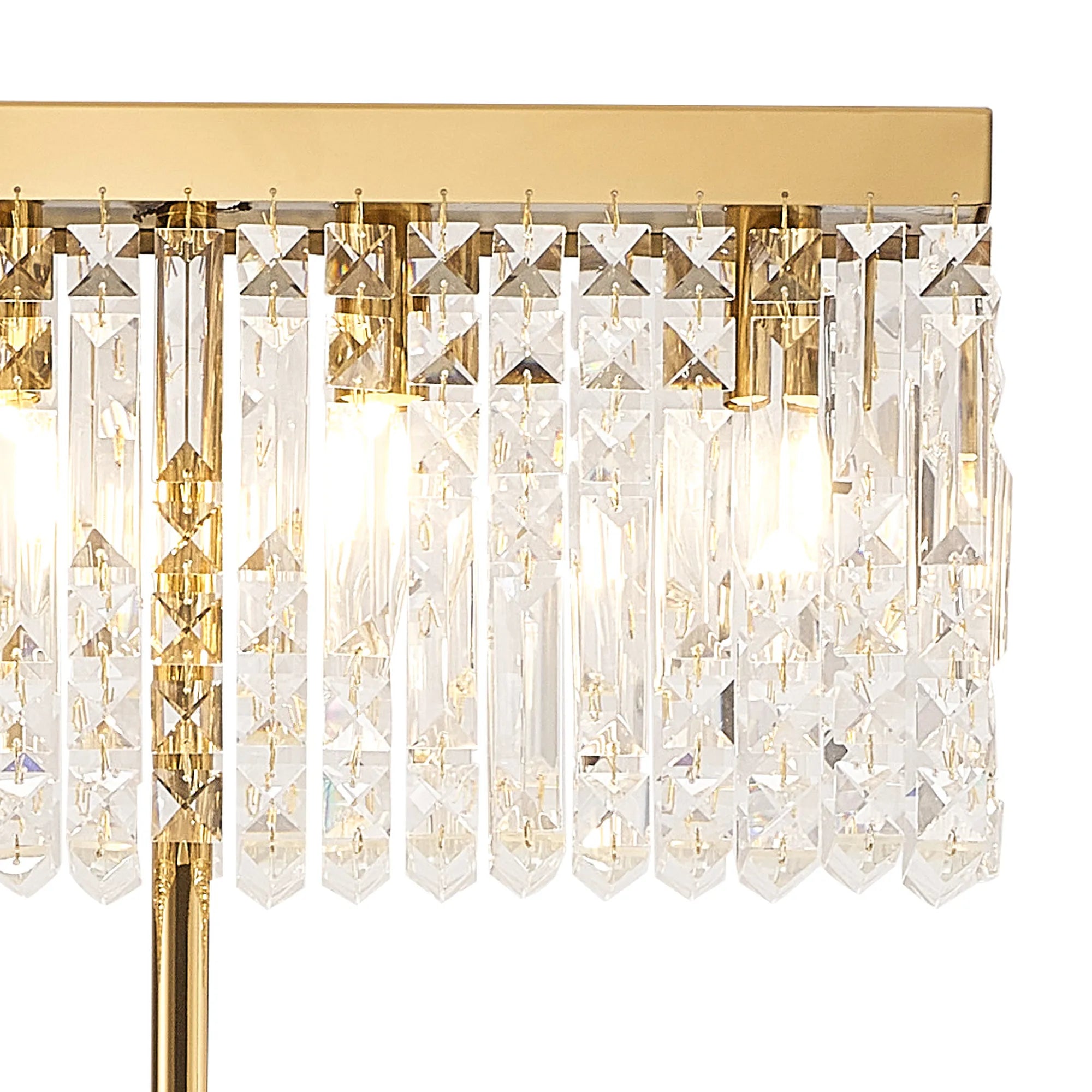 Ashby Rectangular Floor Lamp, E14, Polished Chrome / Gold Crystal Finishes
