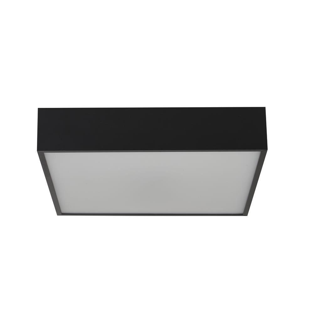 ZEUS FLUSH BATHROOM CEILING LIGHT - BLACK METAL & OPAL, IP44
