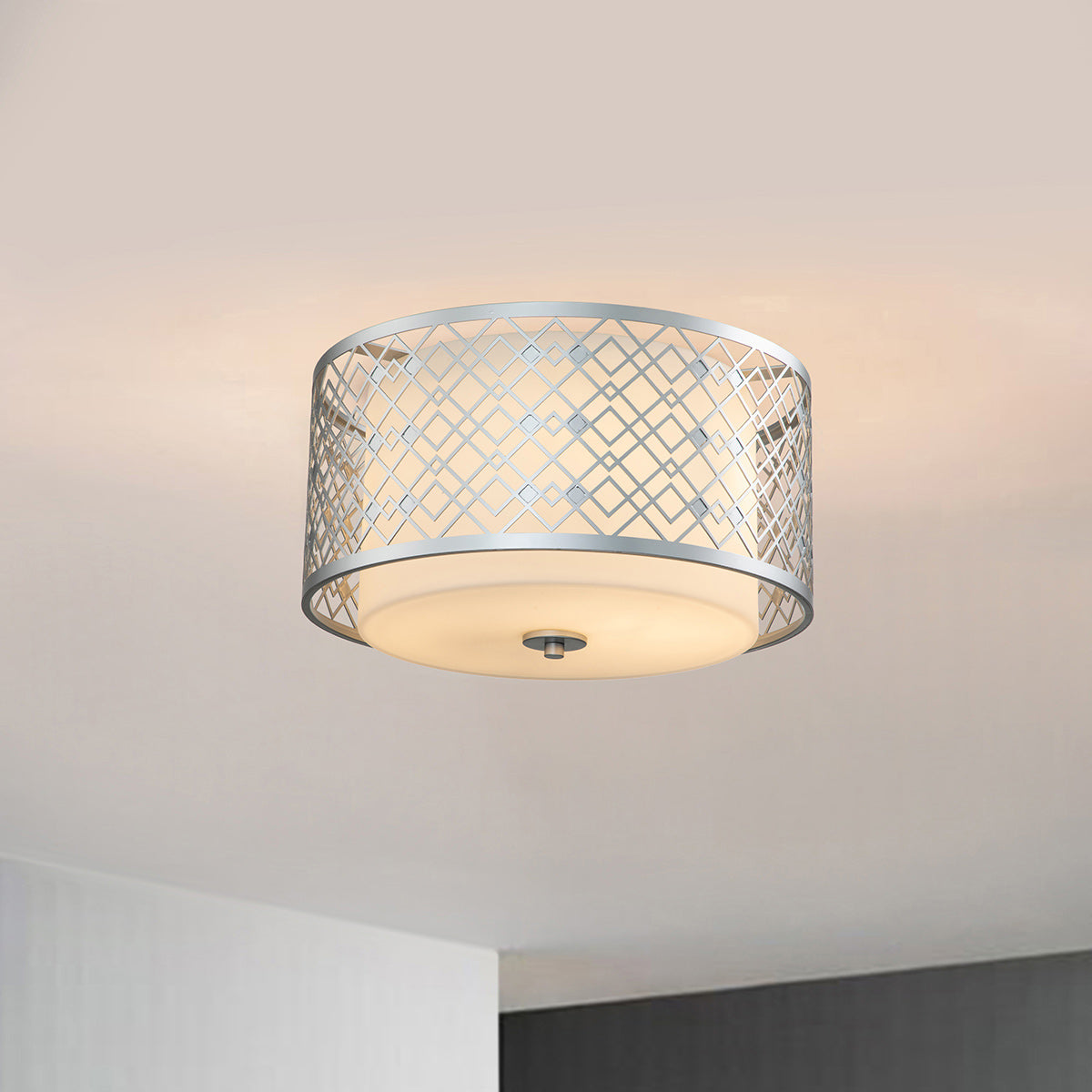 Ziggy 2lt Medium Flush - Lacquered Gold/ Lacquered Silver E27