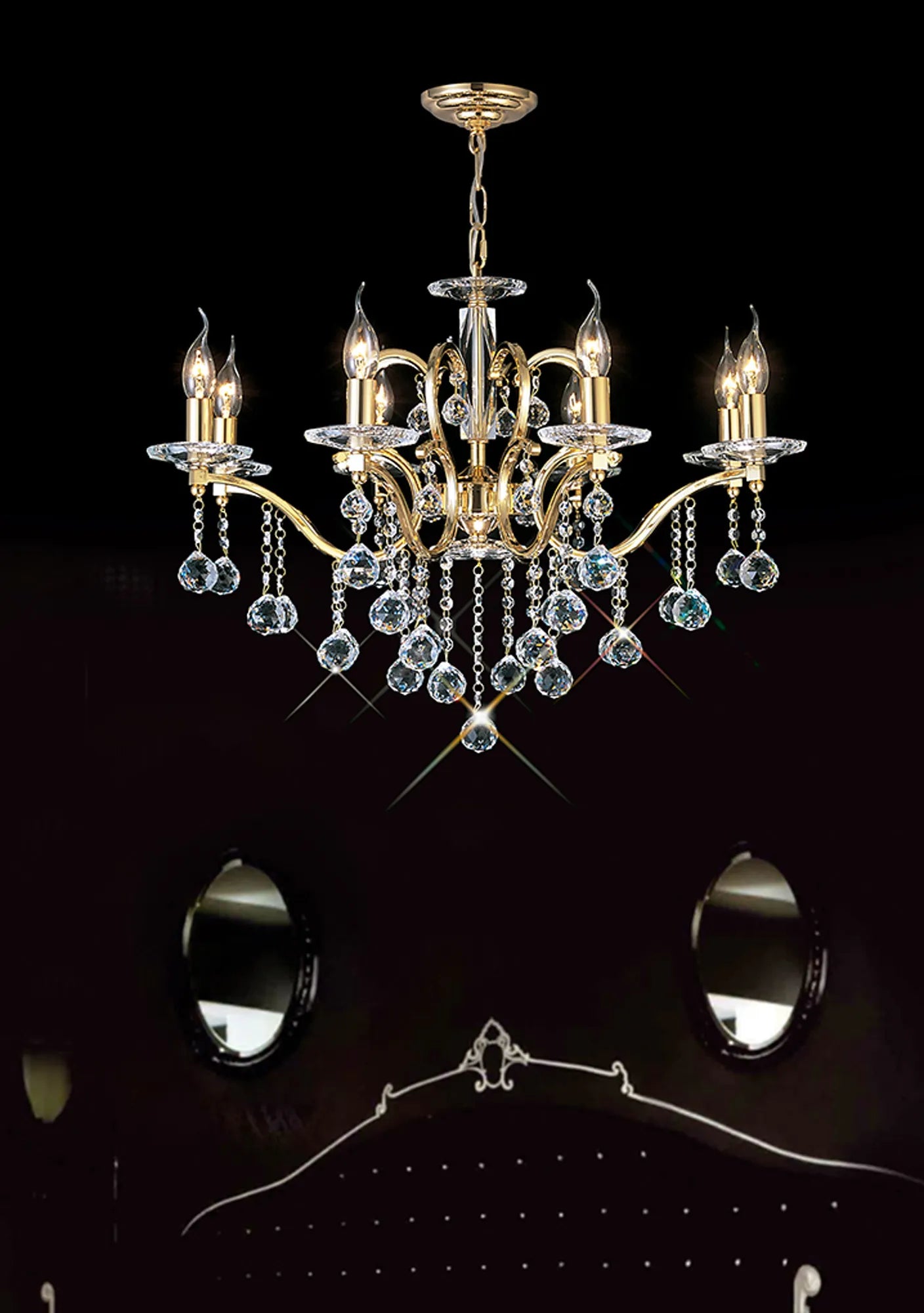 Zinta 8Lt Crystal Chandelier - Various Colours