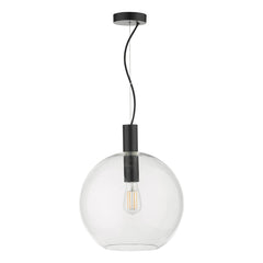 Zula 1 Light Single Pendant - Matt Black & Glass Finish