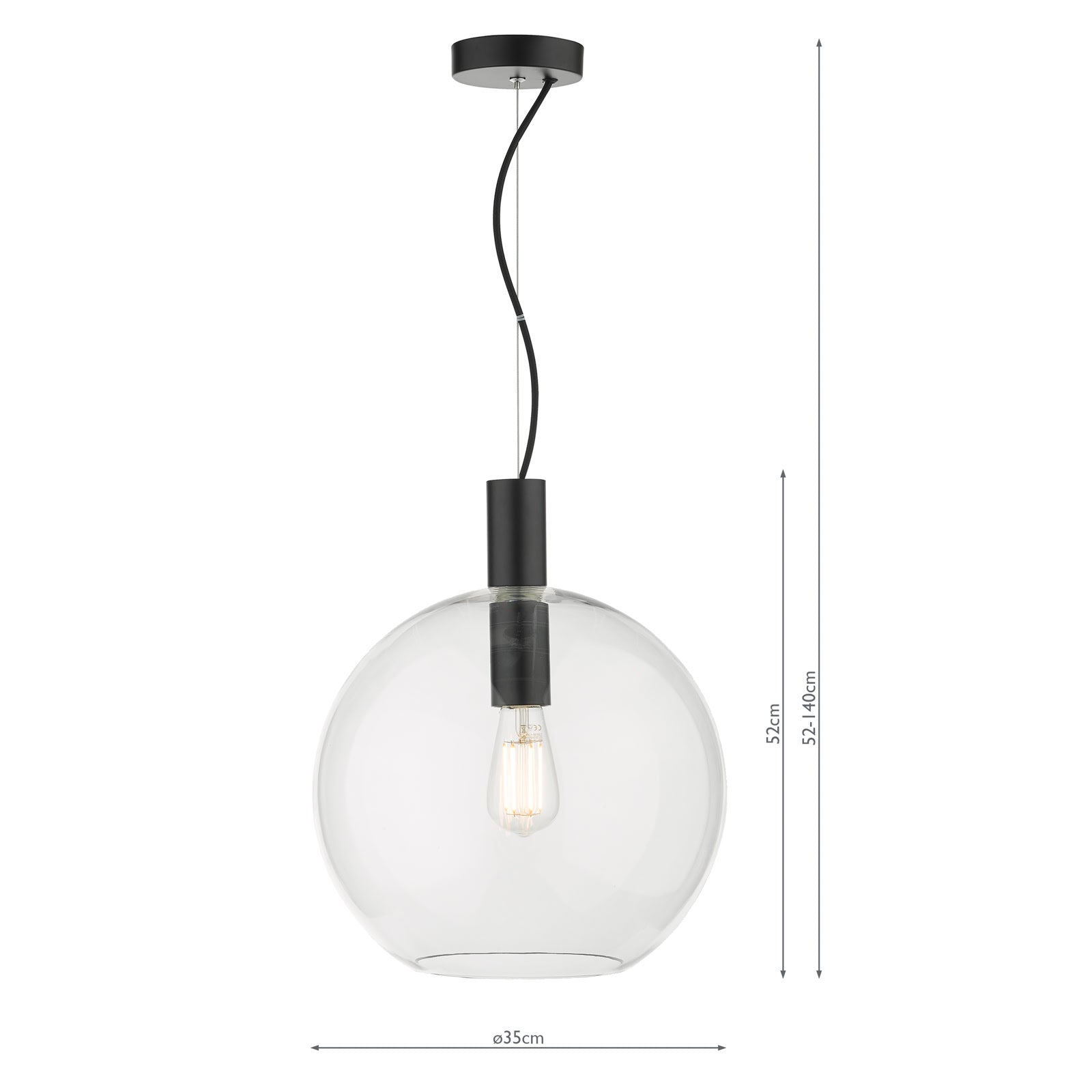 Zula 1 Light Single Pendant - Matt Black & Glass Finish