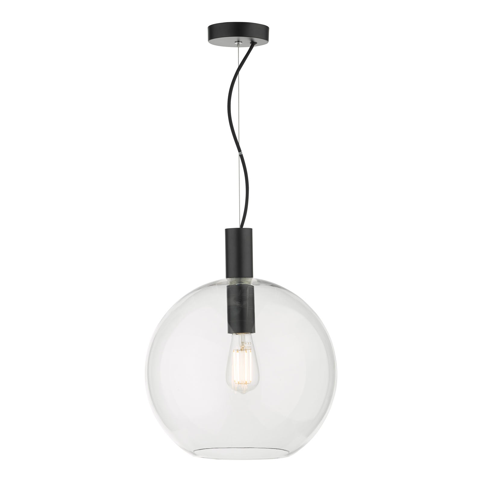 Zula 1 Light Single Pendant - Matt Black & Glass Finish