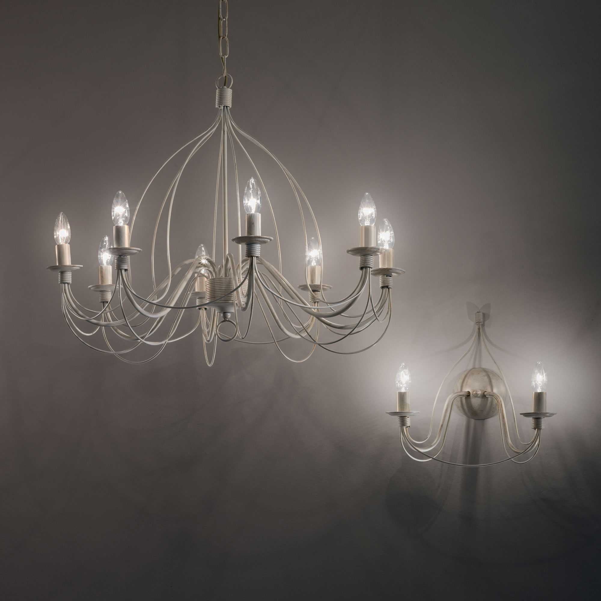 CORTE 5/8/12Lt Chandelier - White/Rust Finish - Cusack Lighting