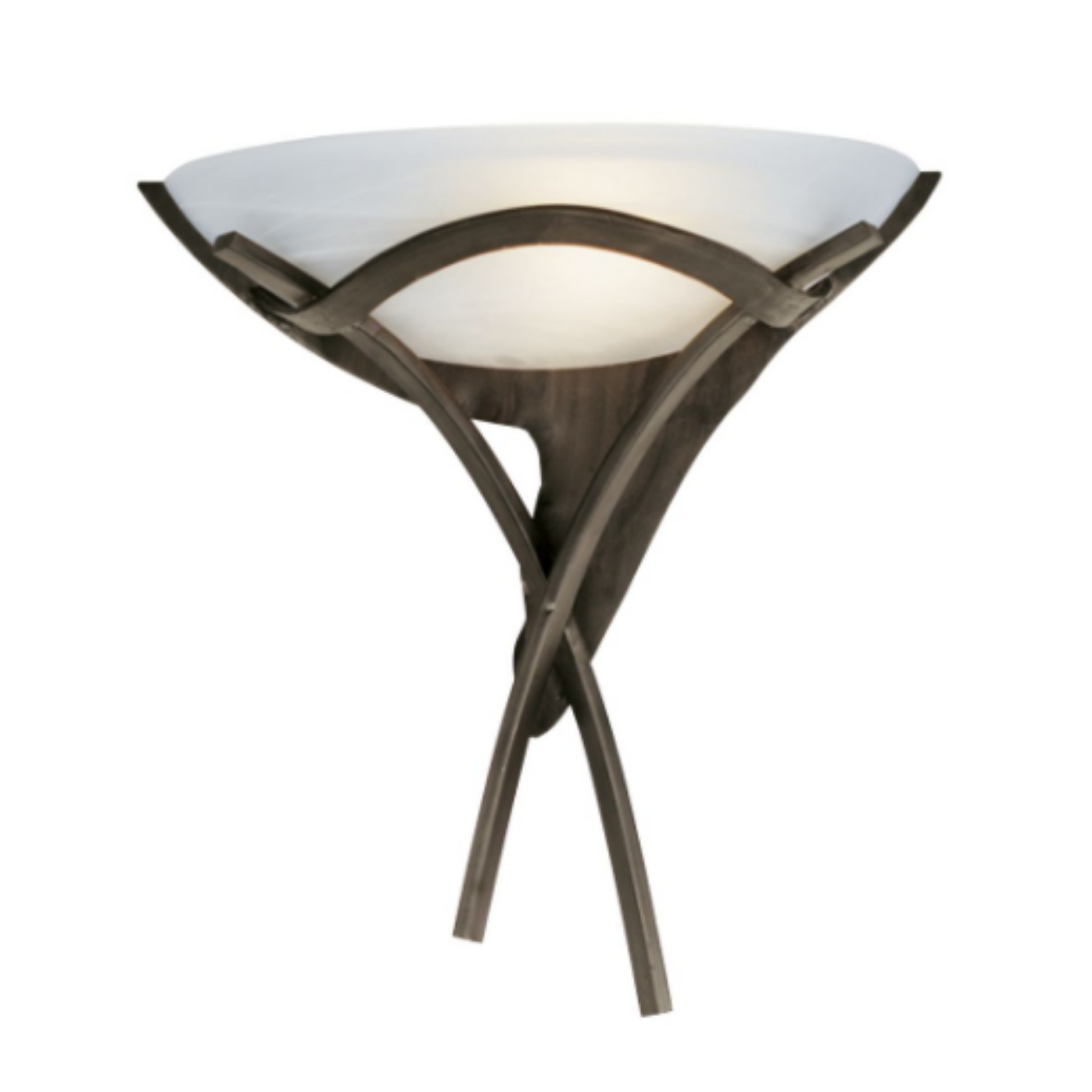 OLYMPIA RUSTIC BROWN METAL WALL LIGHT WITH WHITE ALABASTER GLASS - Cusack Lighting