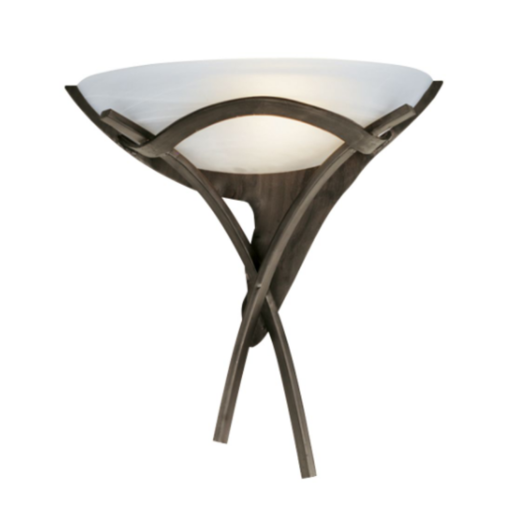 OLYMPIA RUSTIC BROWN METAL WALL LIGHT WITH WHITE ALABASTER GLASS - Cusack Lighting