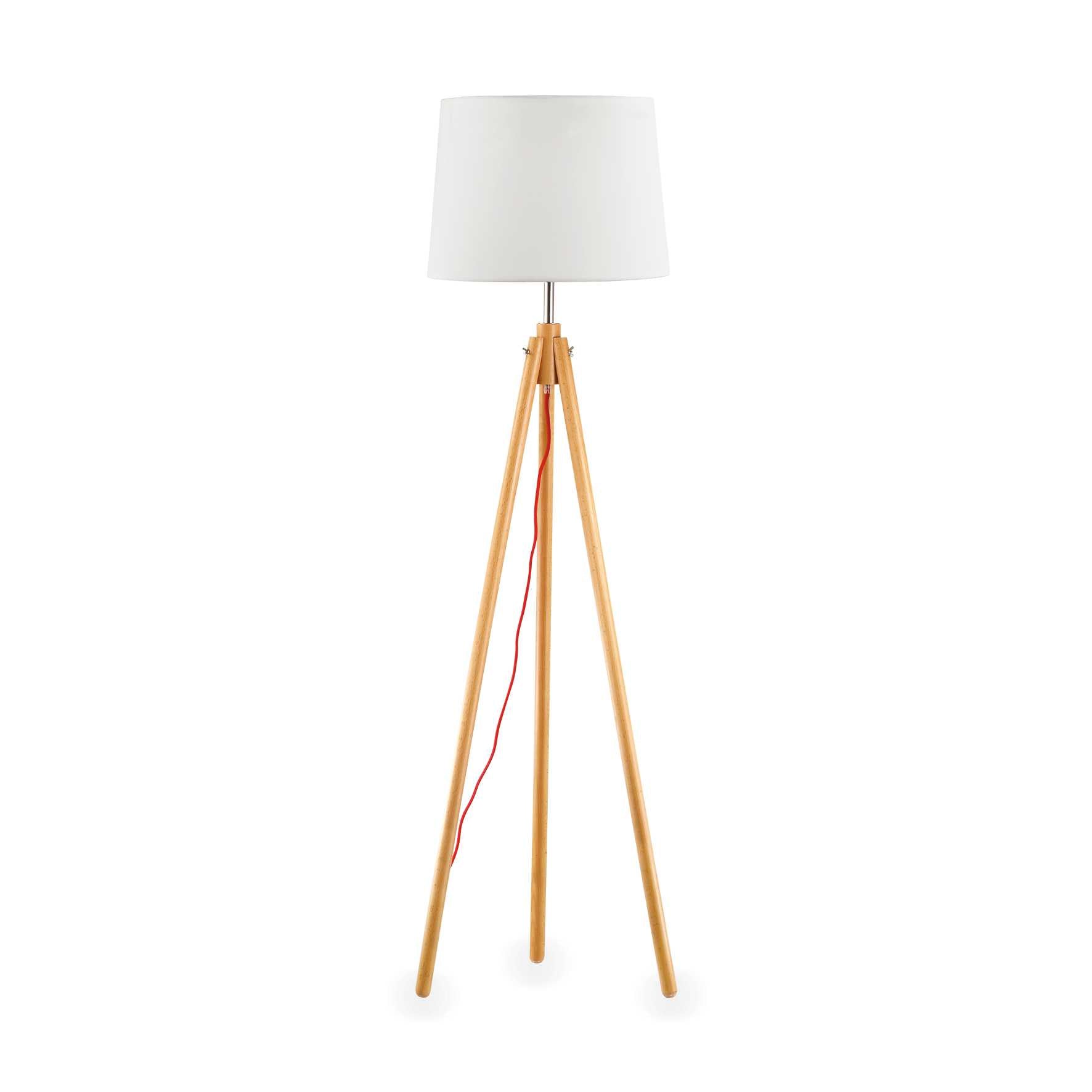 York Floor Lamp - White/Black/Wood Finish - Cusack Lighting
