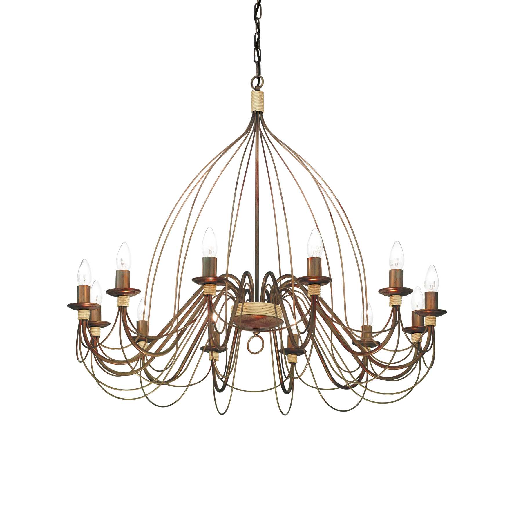 CORTE 5/8/12Lt Chandelier - White/Rust Finish - Cusack Lighting