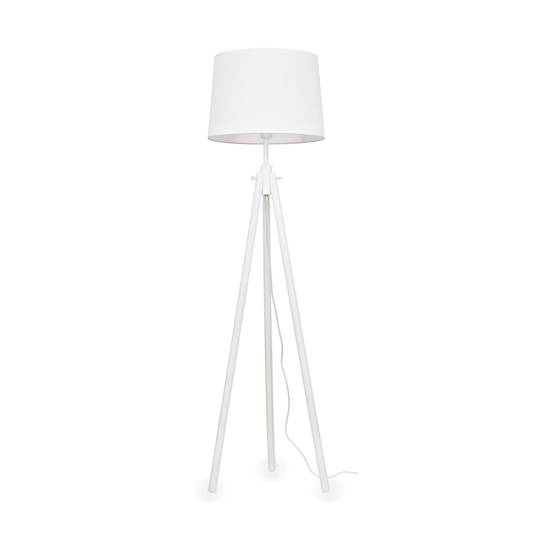 York Floor Lamp - White/Black/Wood Finish - Cusack Lighting