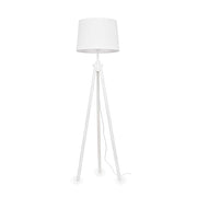 York Floor Lamp - White/Black/Wood Finish - Cusack Lighting