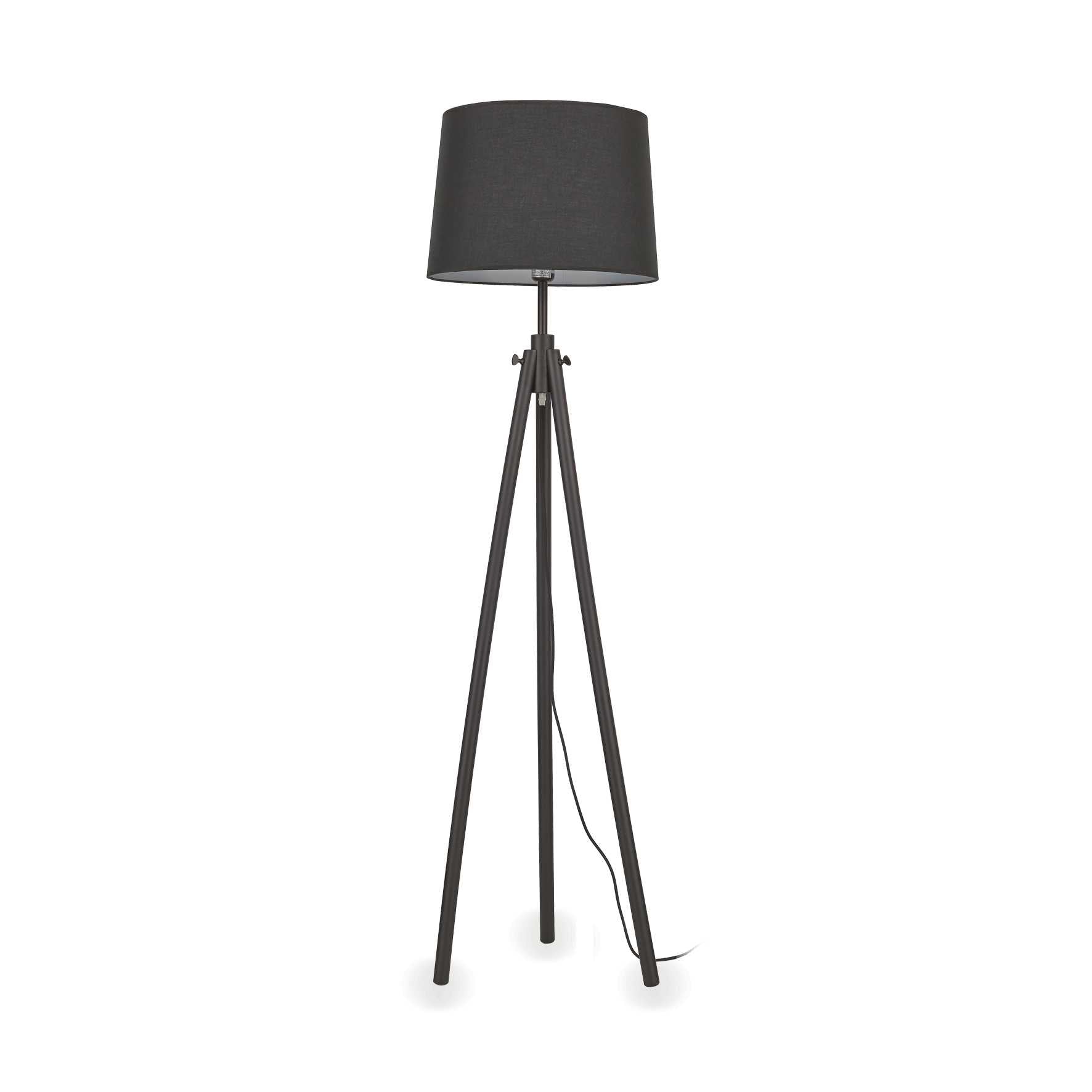 York Floor Lamp - White/Black/Wood Finish - Cusack Lighting