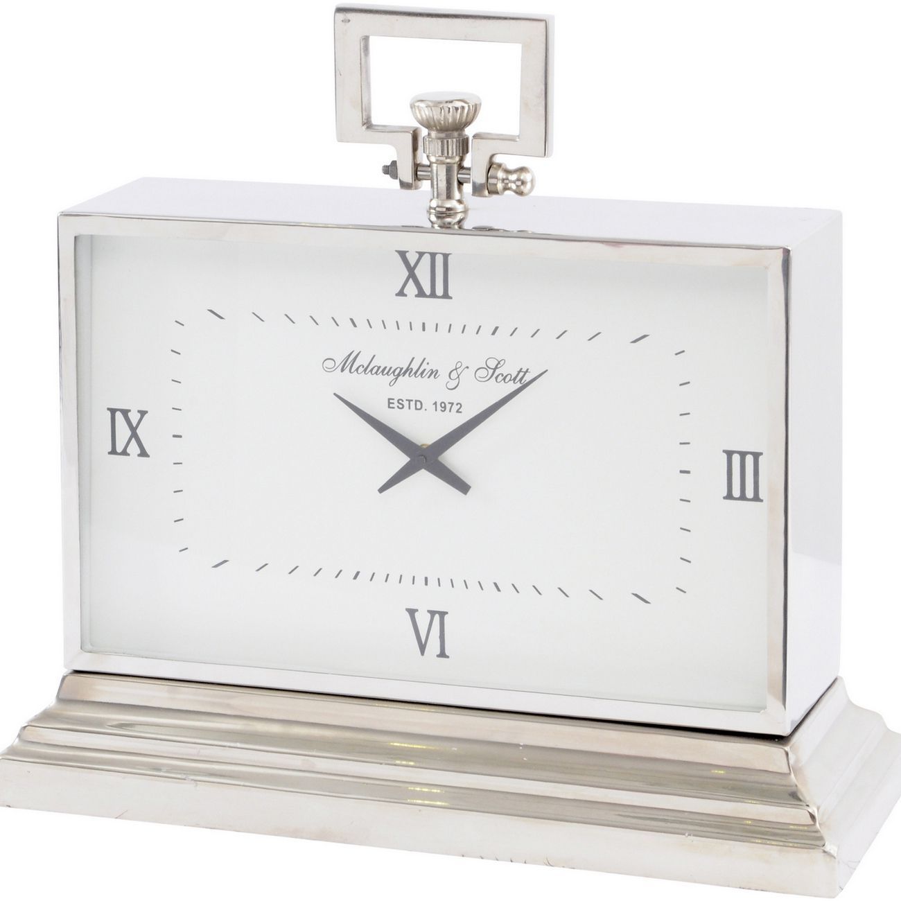 Latham Medium Aluminium Rectangular Clock - Silver Finish