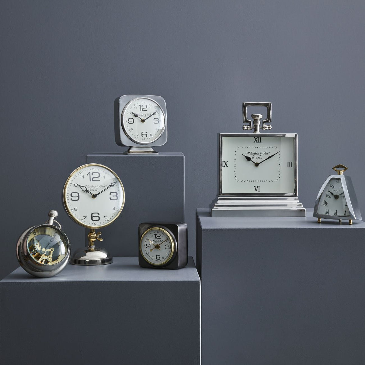 Latham Small Aluminium Rectangular Clock - Silver Finish