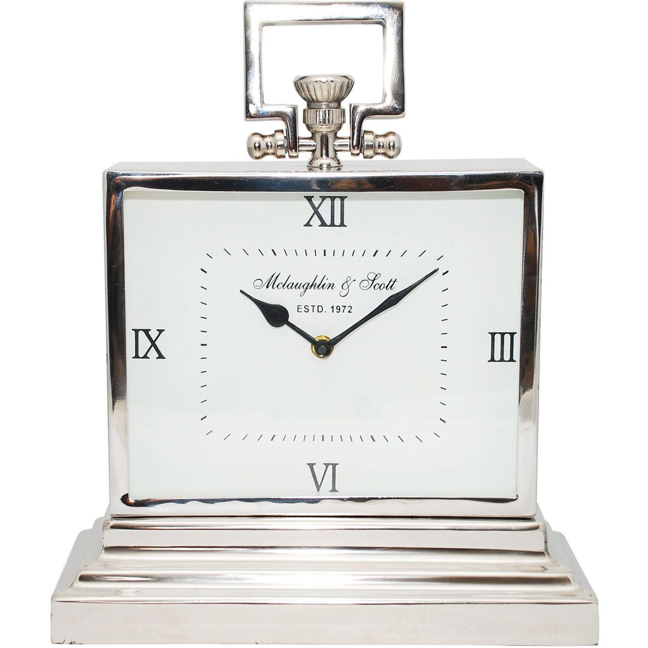 Latham Small Aluminium Rectangular Clock - Silver Finish