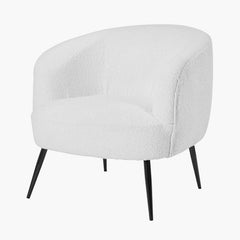 Siena Bouclé Tub Chair - White Boucle & Black Legs Finish