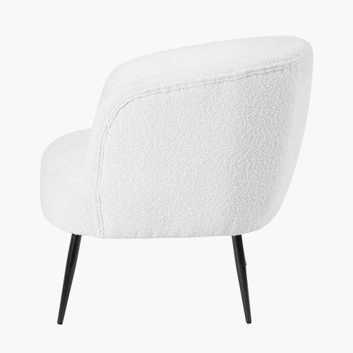 Siena Bouclé Tub Chair - White Boucle & Black Legs Finish