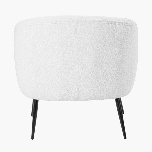 Siena Bouclé Tub Chair - White Boucle & Black Legs Finish