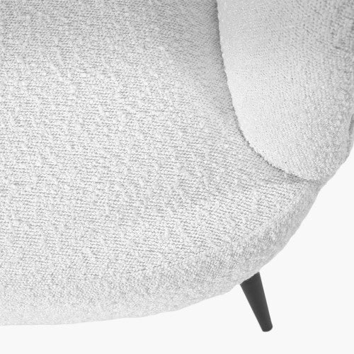 Siena Bouclé Tub Chair - White Boucle & Black Legs Finish