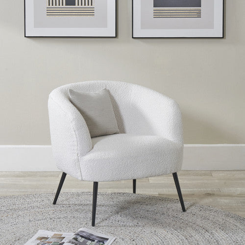 Siena Bouclé Tub Chair - White Boucle & Black Legs Finish