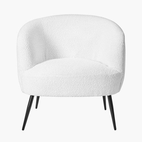 Siena Bouclé Tub Chair - White Boucle & Black Legs Finish