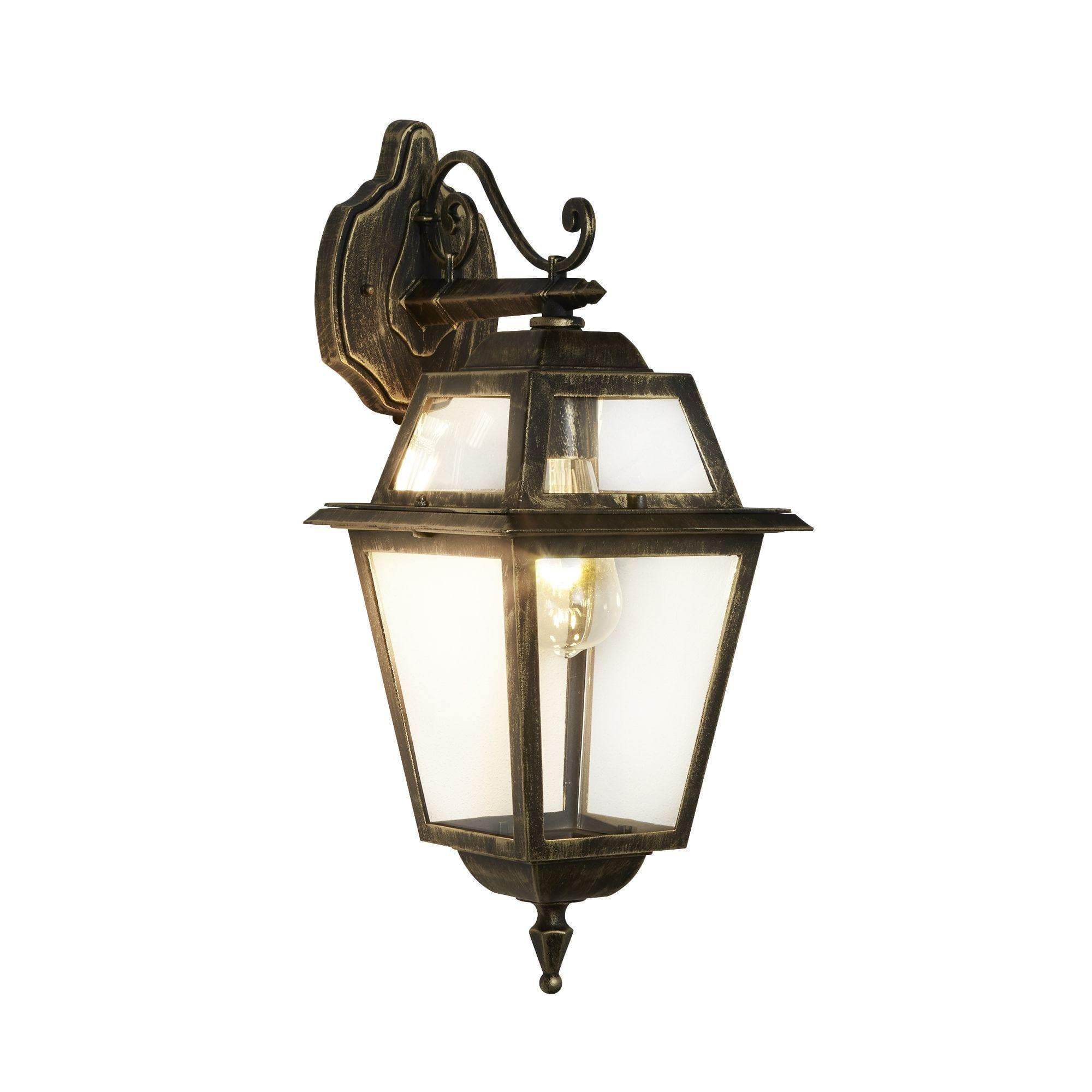 1522NEW ORLEANS ALUMINIUM IP44 BLACK GOLD OUTDOOR WALL BRACKET WITH CLEAR GLASS - Cusack Lighting