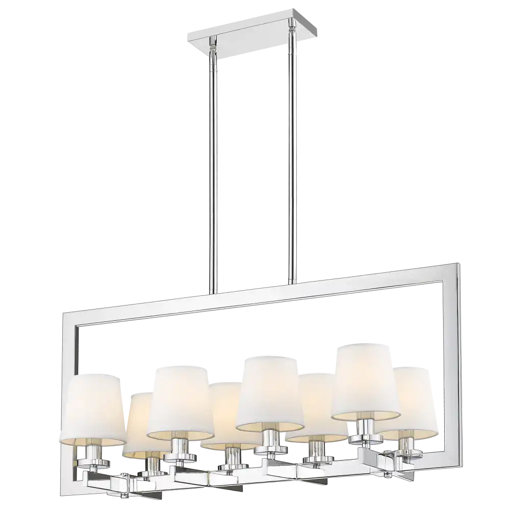 London 8Lt Kitchen Table/Island Ceiling Light - Chrome & White Finish