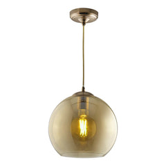 1632AM - BALLS 1 LIGHT ROUND PENDANT, AMBER GLASS, ANTIQUE BRASS - Cusack Lighting