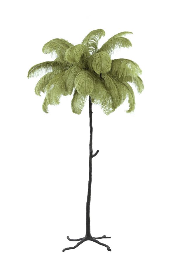 Feather Floor Lamp - Black & Olive Green Finish