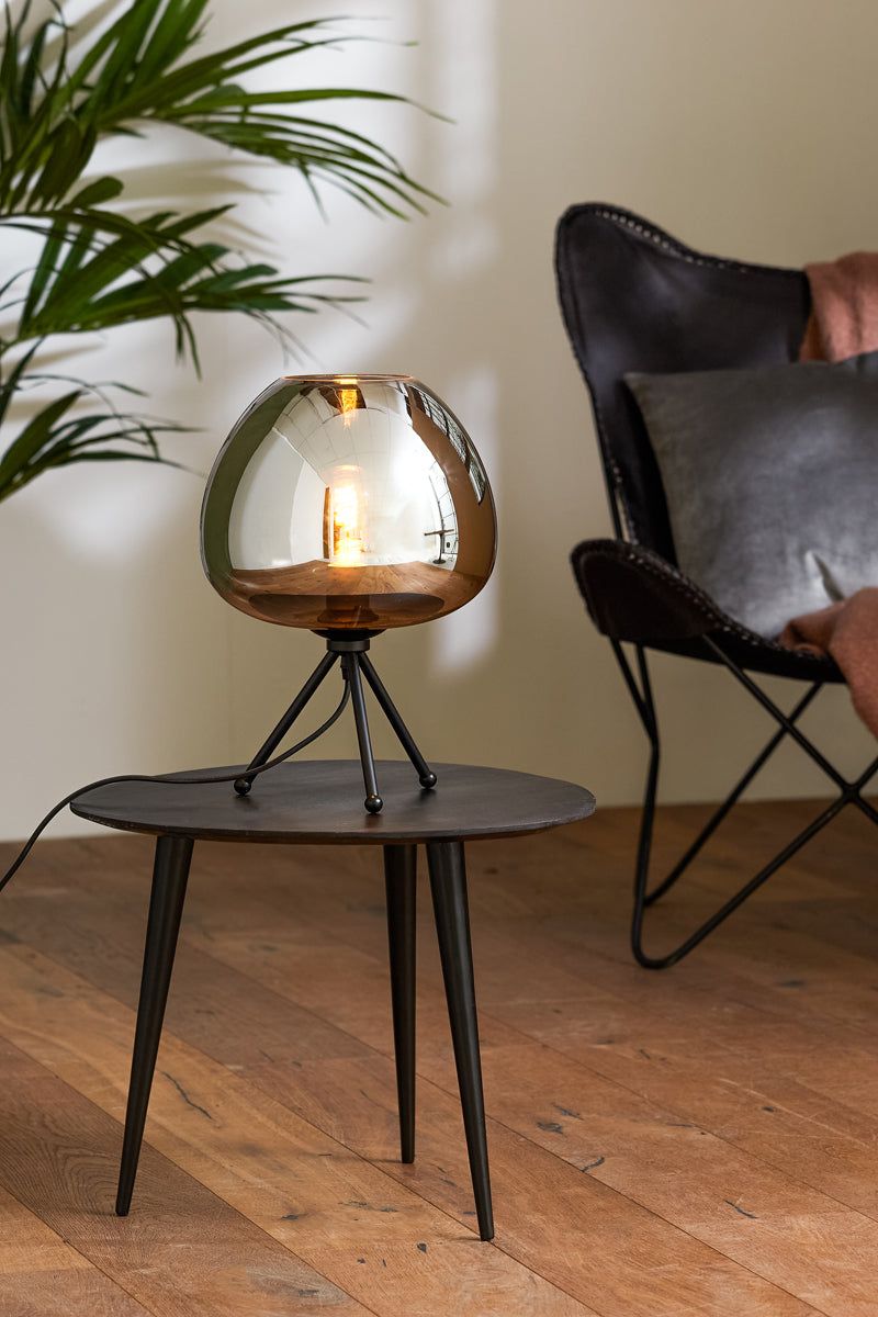 Mayson Table Lamp - Smoked Glass & Matt Black Finish