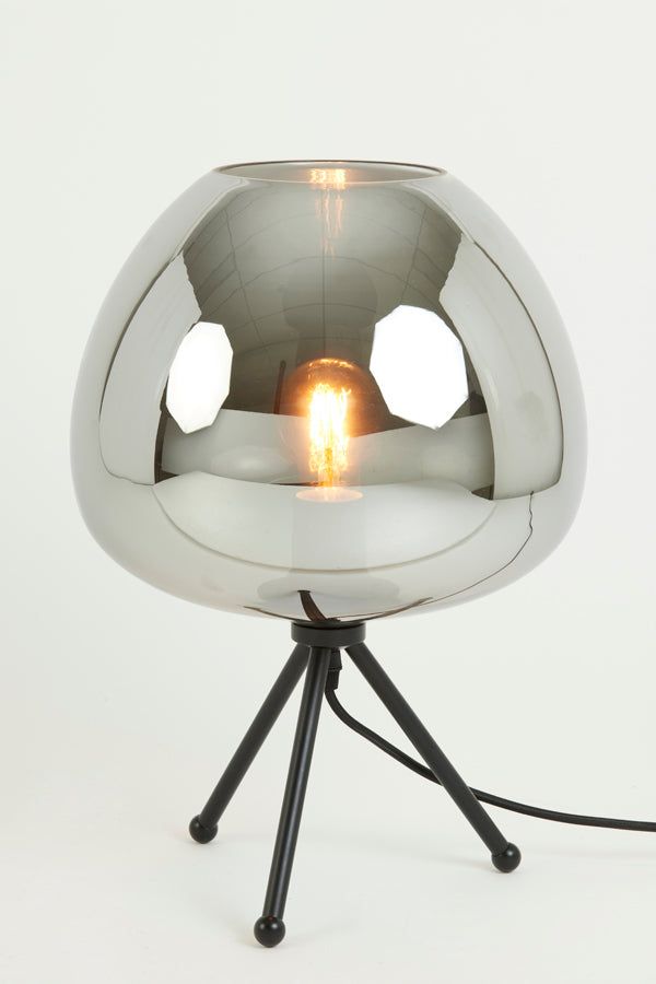 Mayson Table Lamp - Smoked Glass & Matt Black Finish