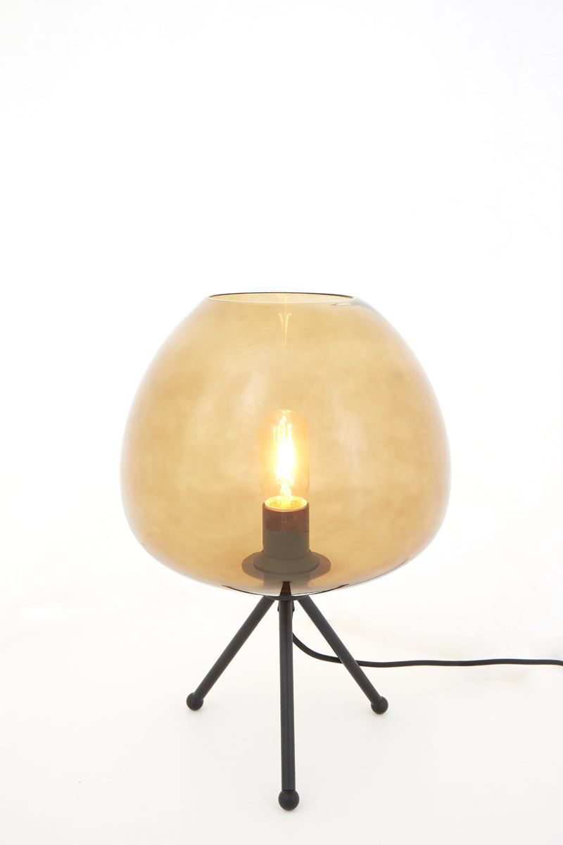 Mayson Table Lamp - Brown Glass & Matt Black Finish