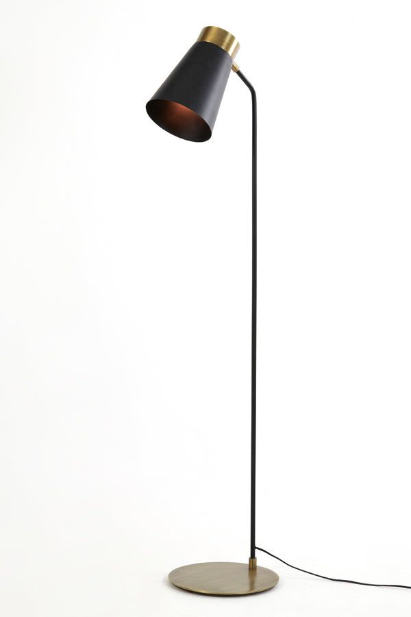 Braja Floor Lamp - Matt Black & Antique Bronze Finish