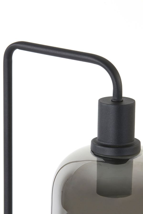 Lekar Table Lamp - Smoked Glass & Black Finish