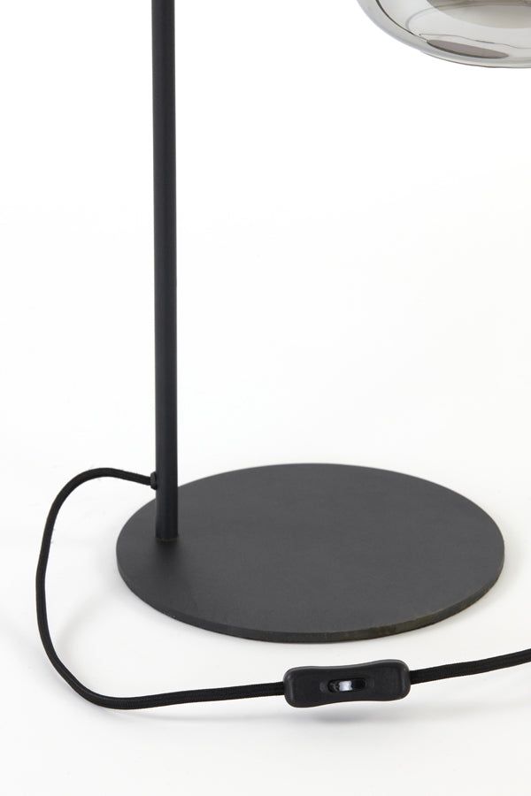 Lekar Table Lamp - Smoked Glass & Black Finish