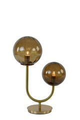 Magdala Table Lamp 2Lt - Brown Glass & Gold Finish