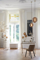 Magdala Table Lamp 2Lt - Brown Glass & Gold Finish