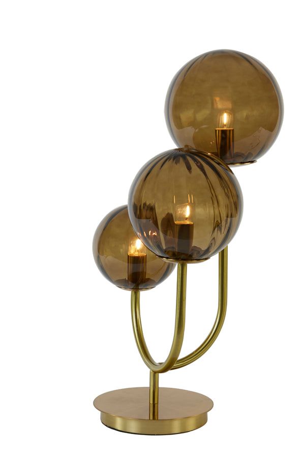 Magdala Table Lamp 3Lt - Brown Glass & Gold Finish