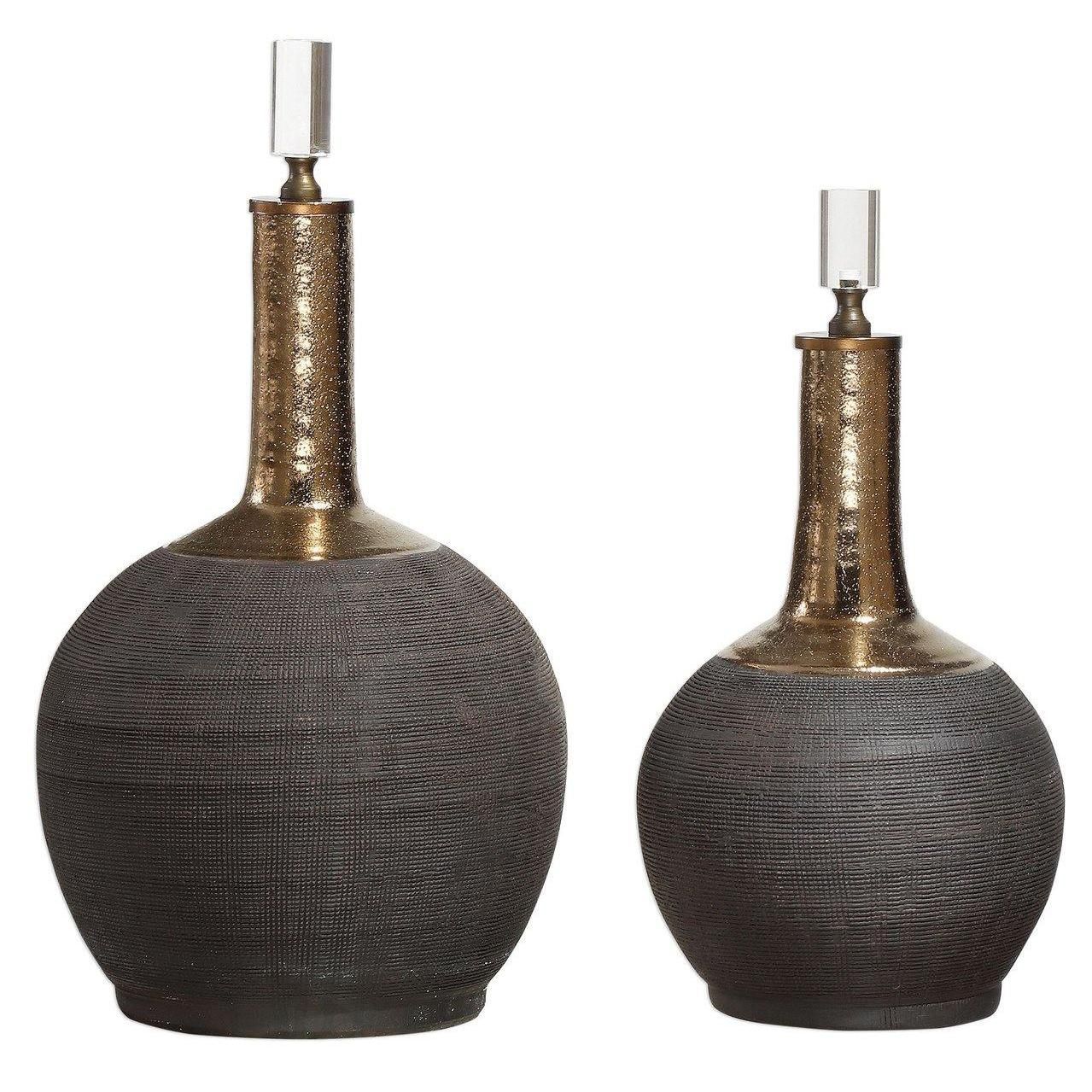 Arnav Bottles (Set of 2) - Black & Gold Finish