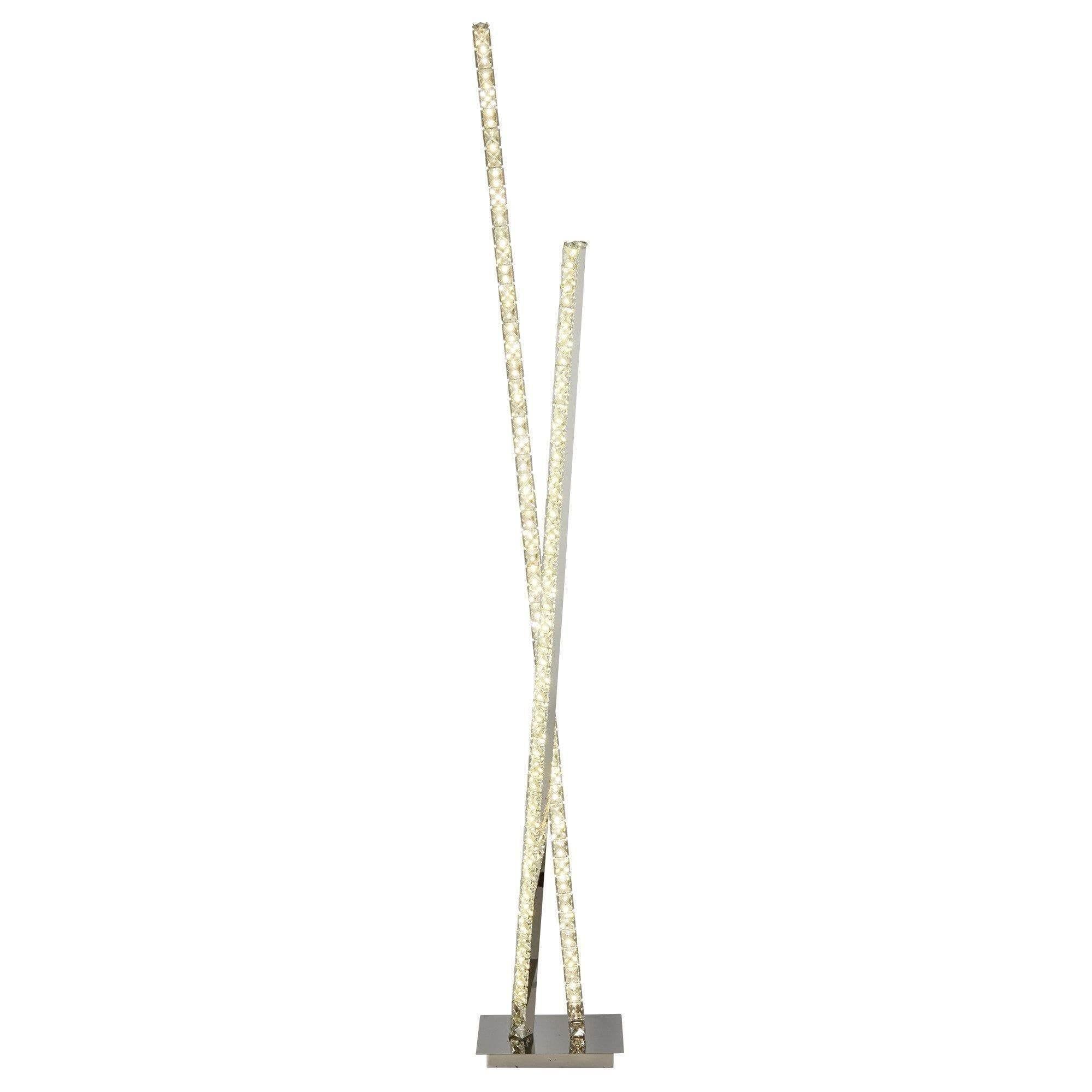 2 LIGHT LED COLUMN FLOOR LAMP CLEAR CRYSTAL TRIM, CHROME - Cusack Lighting