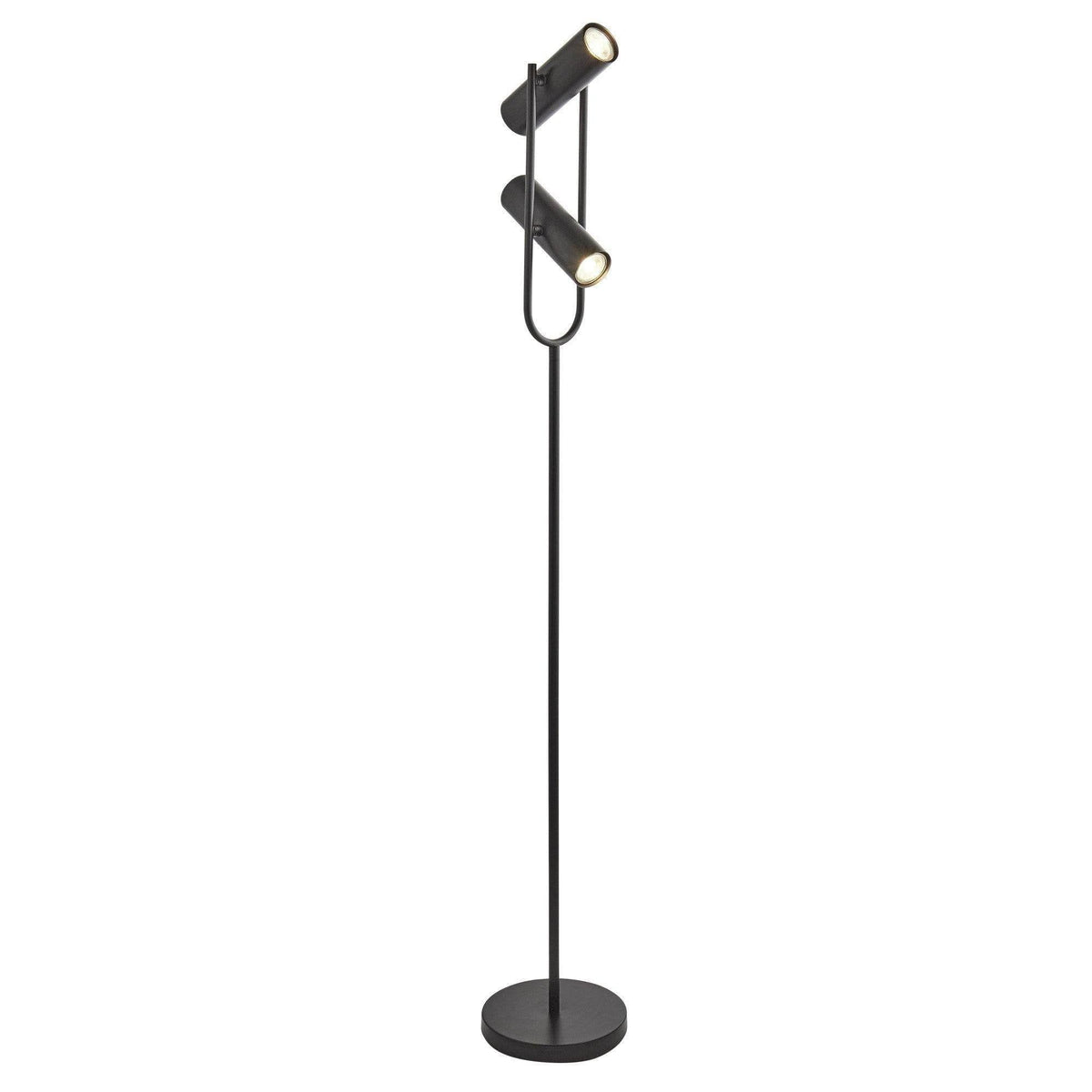 2 LIGHT SPOTLIGHT CYLINDER SHADE FLOOR LAMP MATT BLACK - Cusack Lighting