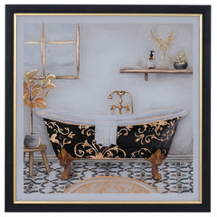 Antique Bath in Black & Gold Frame B 40X40cm - Wall Art Framed