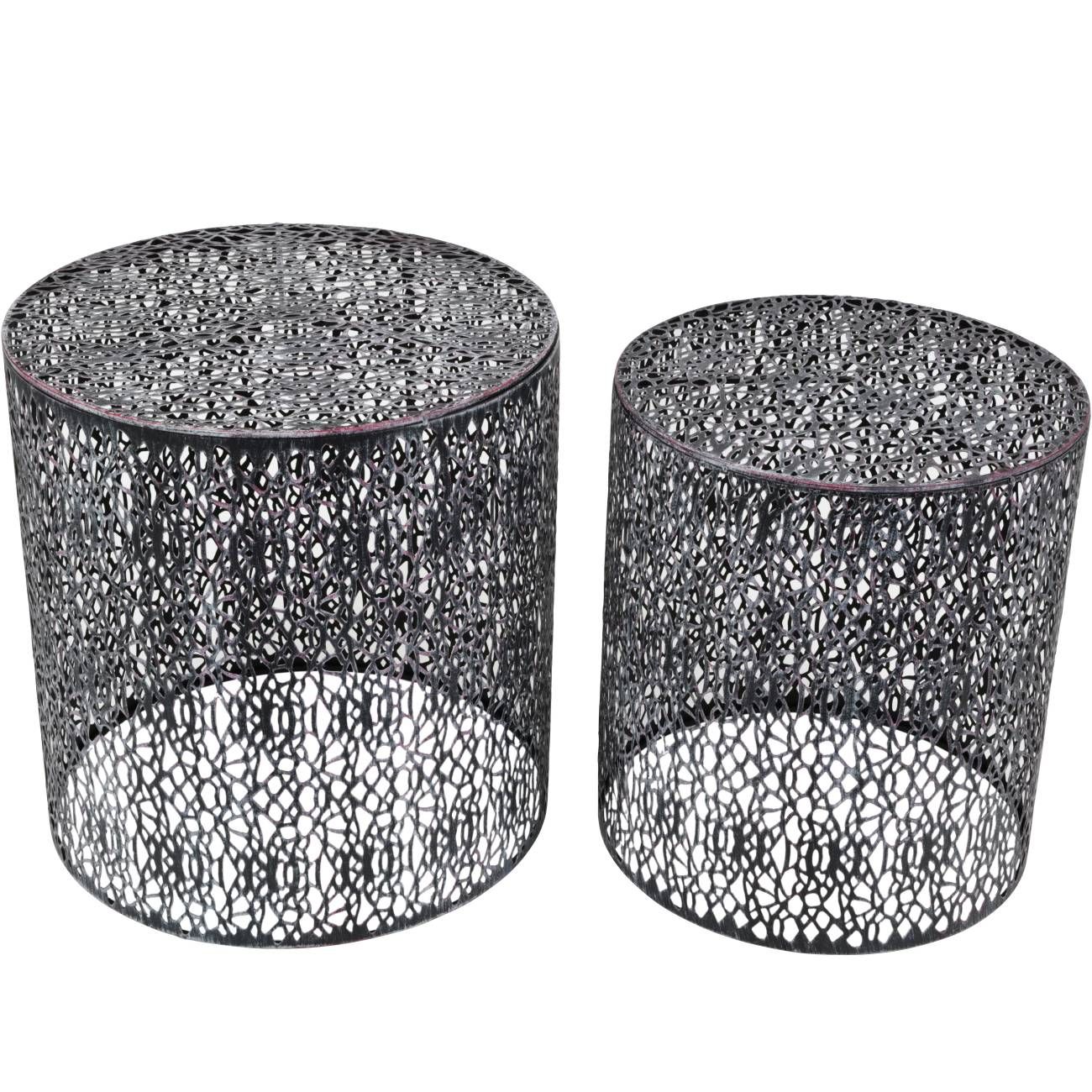 March Promo Caprio Set Of Two Nesting Side Tables with Antique Grey Finish